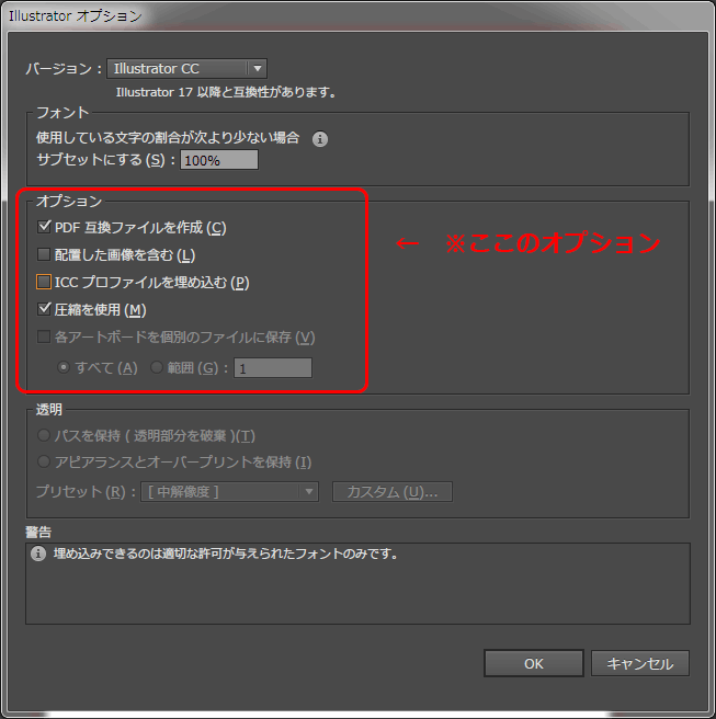 Ilustratorの入稿データの保存オプションの推奨設定 印刷ナレッジノート